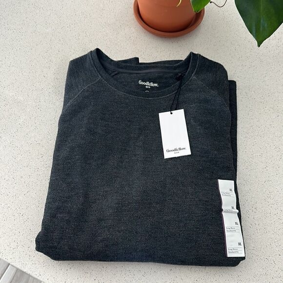 NWT Goodfellow & Co Long Sleeve Textured Crew Neck Gray XL Standard Fit - Picture 7 of 9